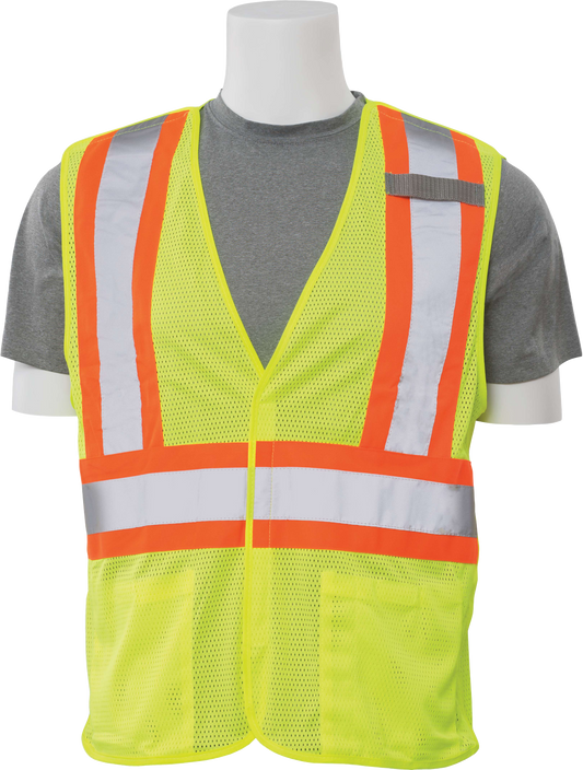 Delta Plus WEL61851HL5X S322 CL 2 5-Point Break-Away Contrasting Safety Vest, 5X, Hi Viz Lime