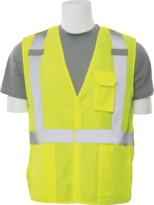 Delta Plus WEL61381HL5X S360 Class 2 5-Point Break-Away Safety Vest, 5X, Hi Viz Lime