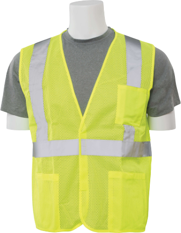 Delta Plus WEL61630HLLG S362P CL 2 Safety Vest With Pockets, LG, Hi Viz Lime