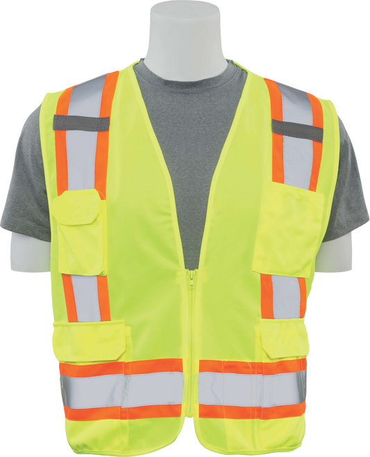 Delta Plus WEL62151HLMD S380 CL 2 Surveyor Vest, MD, Hi Viz Lime