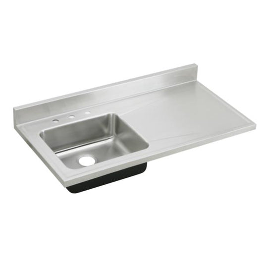 Elkay S4819L4 Lustertone Classic Stainless Steel 48" x 25" x 7-1/2" Single Bowl Sink Top with Drainboard