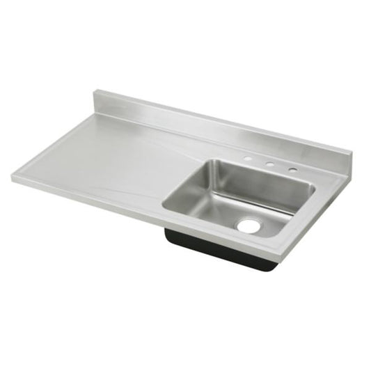 Elkay S4819R3 Lustertone Classic Stainless Steel 48" x 25" x 7-1/2" Single Bowl Sink Top with Drainboard