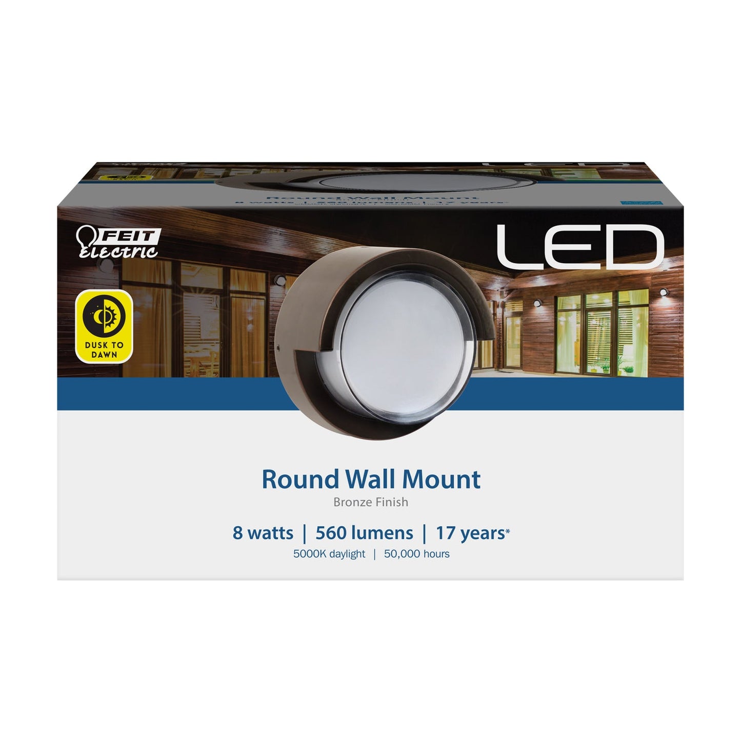 Feit Electric S5RWM/850/DD/BZ 5.1 in. 8W Daylight (5000K) Bronze Dusk to Dawn Wall Light