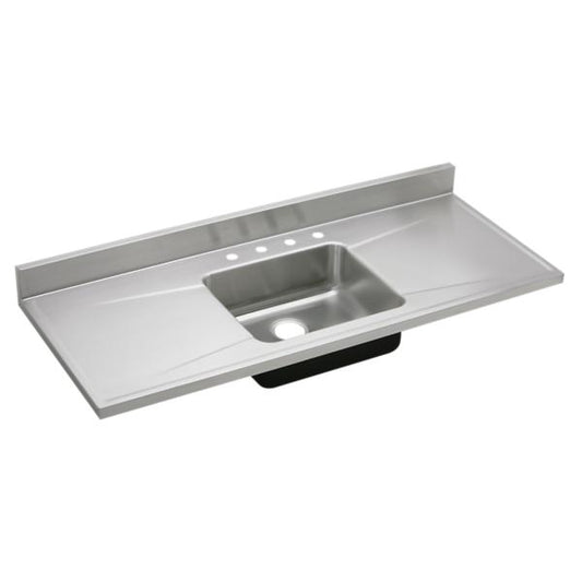 Elkay S60194 Lustertone Classic Stainless Steel 60" x 25" x 7-1/2" Single Bowl Sink Top with Drainboard