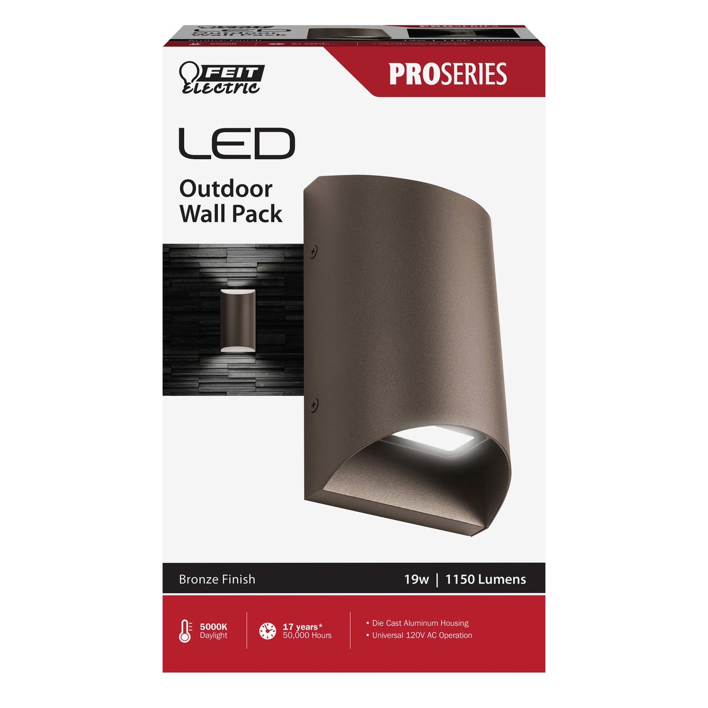 Feit Electric S8/PWM/850/BZ 8.1 in. 19W Outdoor Security Wall Pack Light, Bronze