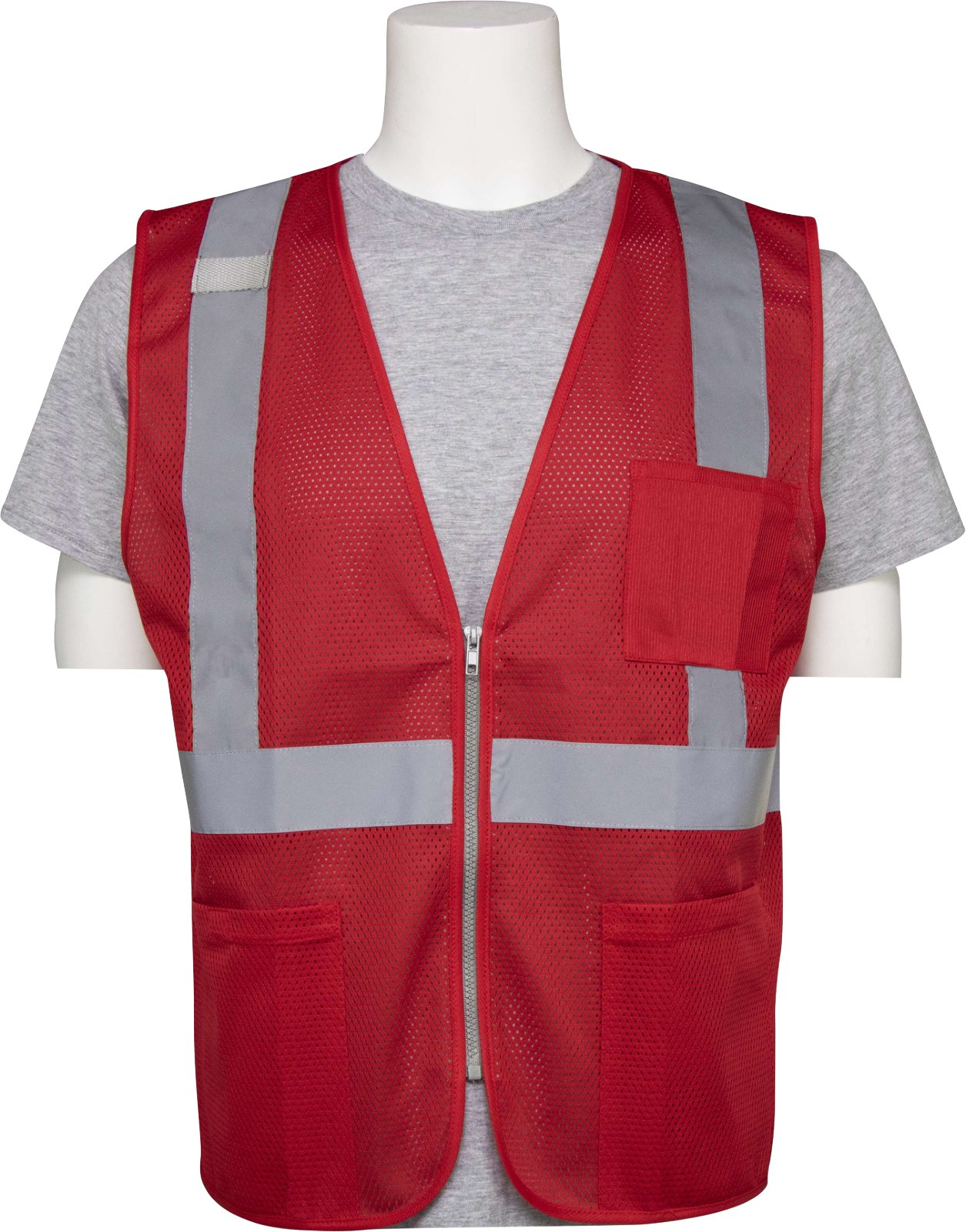 Delta Plus WEL63260RE3X S863P Non-ANSI Economy Vest with Zipper, Red, 3X.
