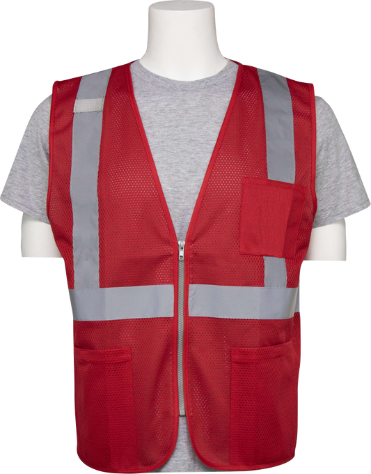 Delta Plus WEL63260RE3X S863P Non-ANSI Economy Vest with Zipper, Red, 3X.