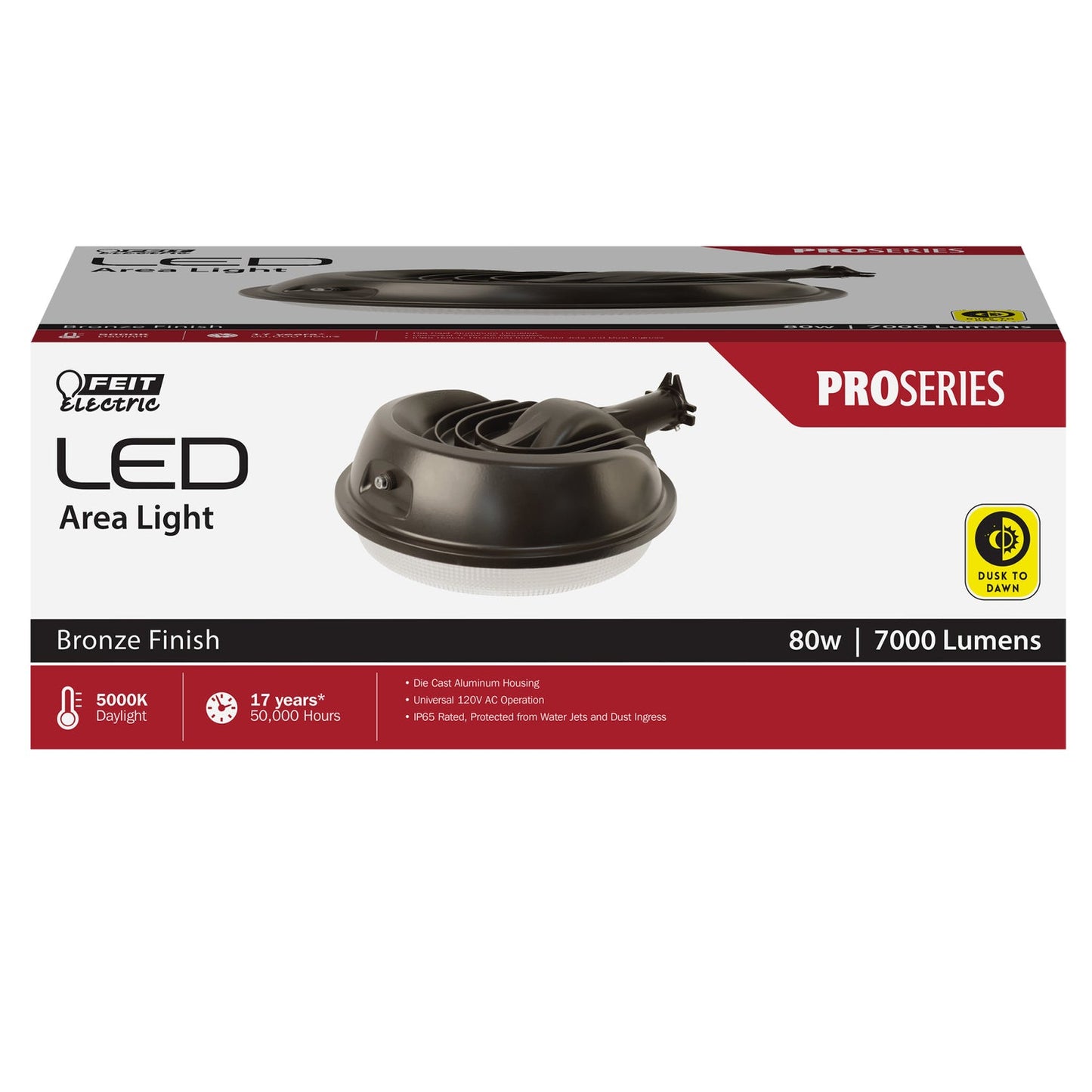 Feit Electric S9.5AREA/850/DD/BZV1 9.5 in. 80W Daylight (5000K) LED Dusk to Dawn Area Light, Bronze