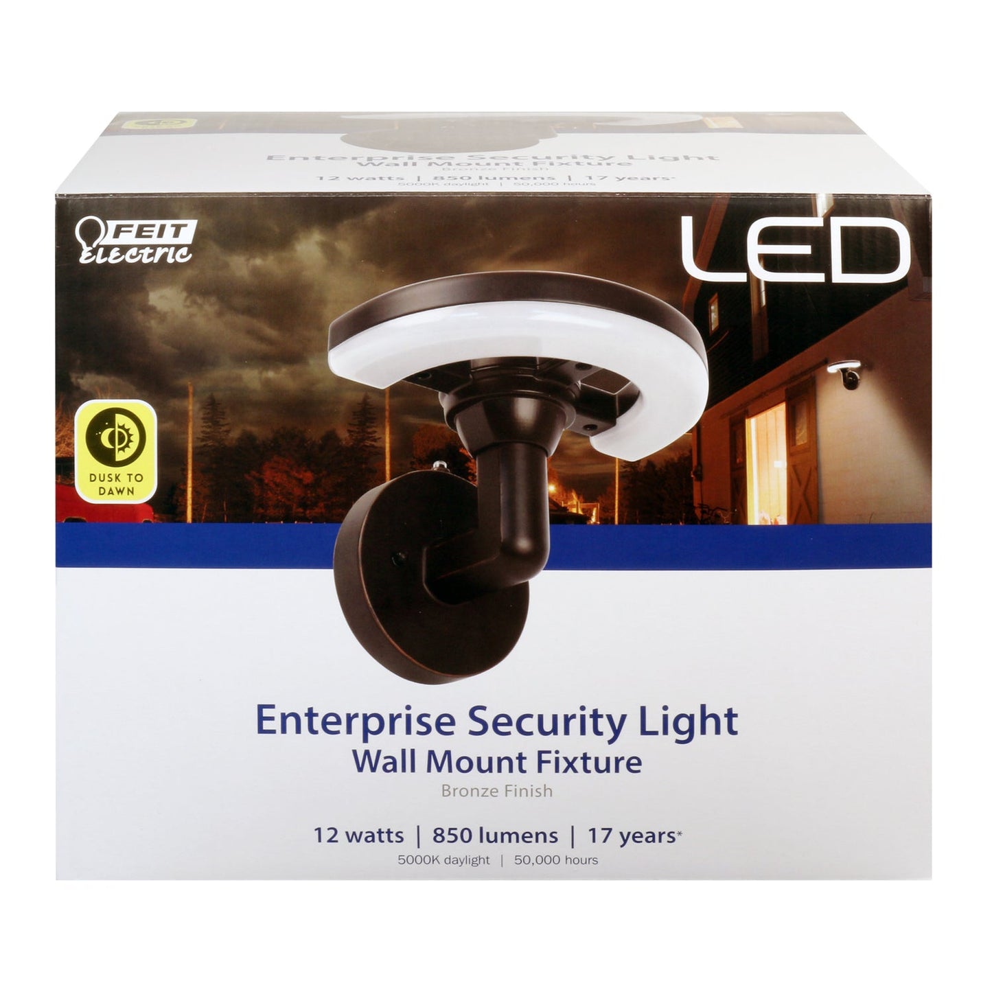Feit Electric S9EWM/850/DD/BZ 12W Bronze LED Enterprise Security Dusk to Dawn Wall Mount Flood Light