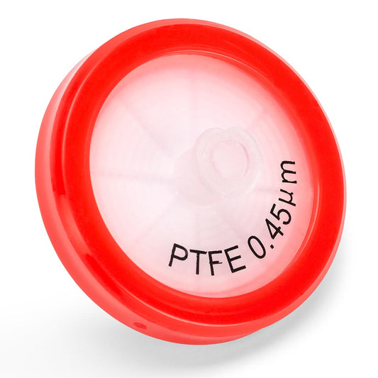 Globe Scientific SF-PTFE-H-4530 Syringe Filter PTFE Hydrophobic Membrane 0.45?m Porosity 30mm Diameter PP Housing Non-sterile Bulk Packed