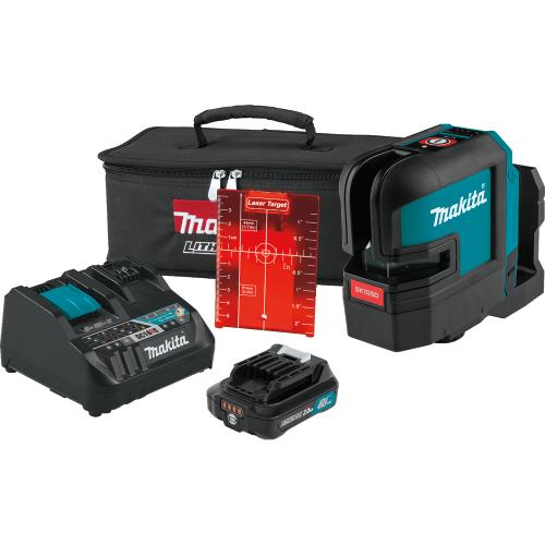 Makita SK105DNAX 12V max CXT® Lithium‘Ion Cordless Self‘Leveling Cross‘Line Red Beam Laser Kit (2.0Ah)