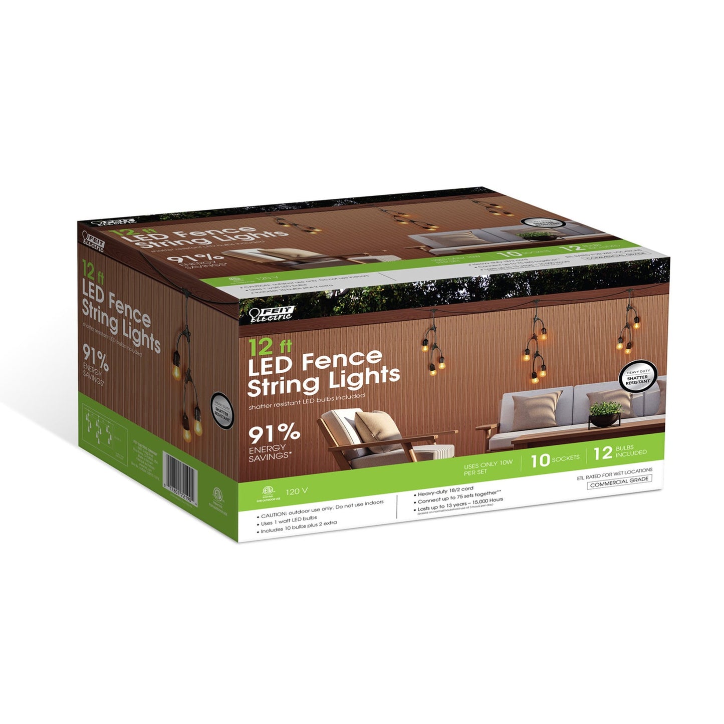 Feit Electric SLM12-10/FIL 12 ft. LED Fence String Lights