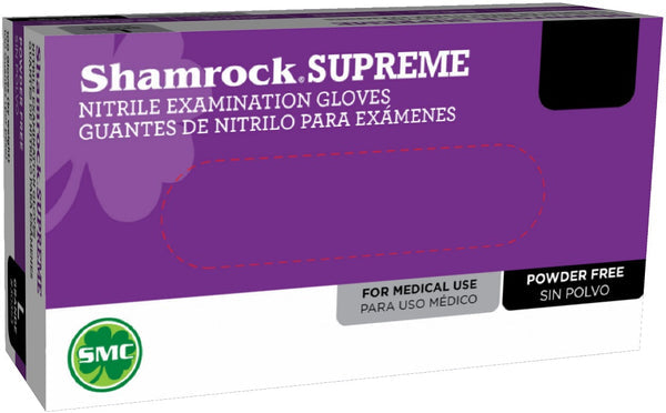 Shamrock 30351 - SUPREME 30350 Series Nitrile Examination Gloves - Blue, Light Weight, Powder-Free, 3.5 Mil, Small, (10 Boxes of 100)