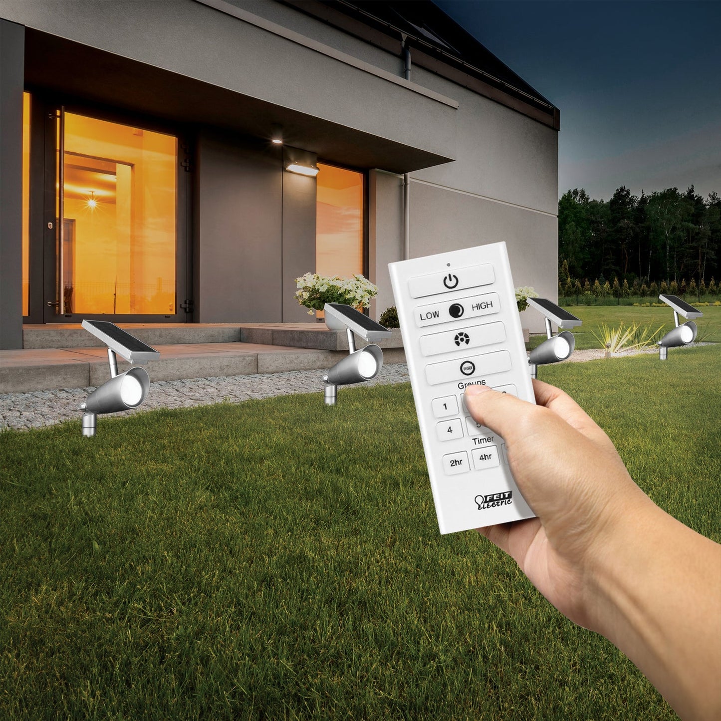 Feit Electric SPOT/SYNC/SOL/NK/2 8 in. OneSync Landscape Nickel Solar Spotlight Starter Kit