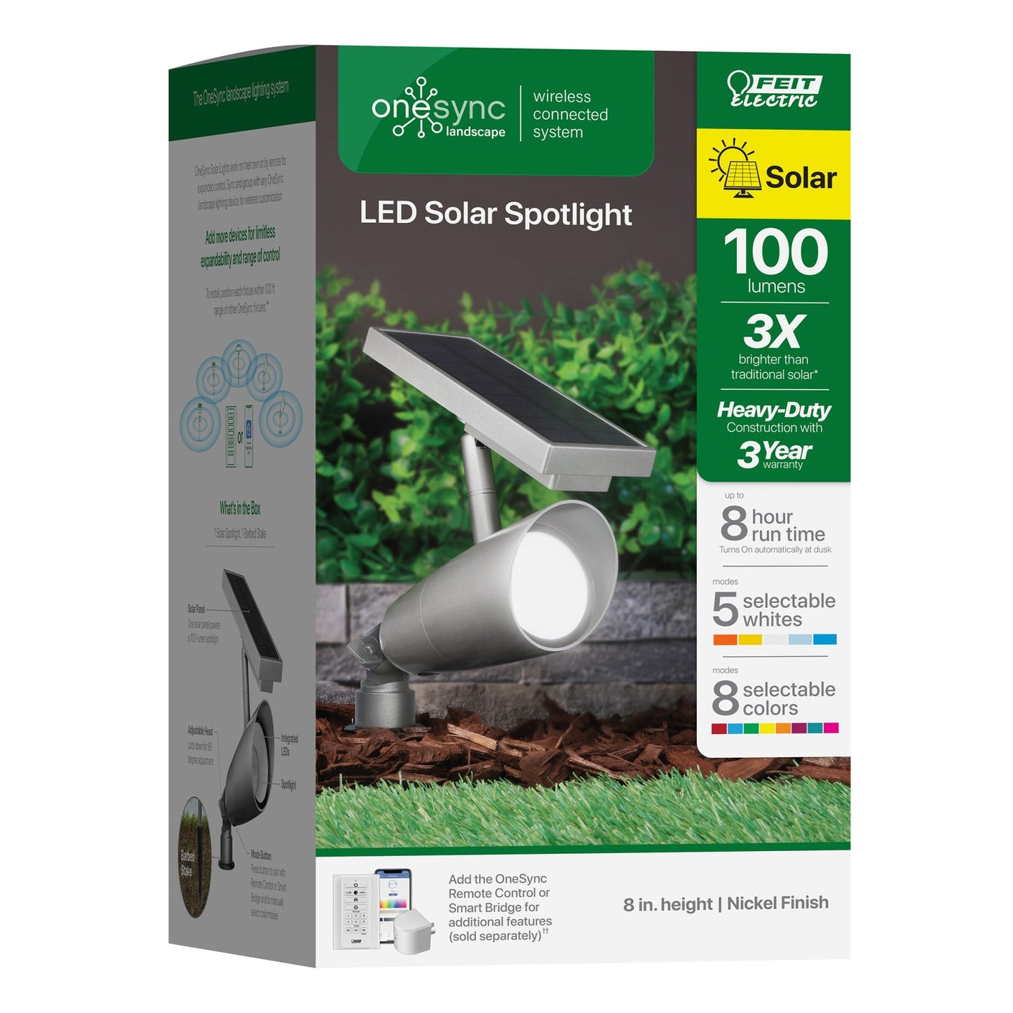 Feit Electric SPOT/SYNC/SOL/NK 8 in. OneSync Landscape Nickel Solar Spotlight