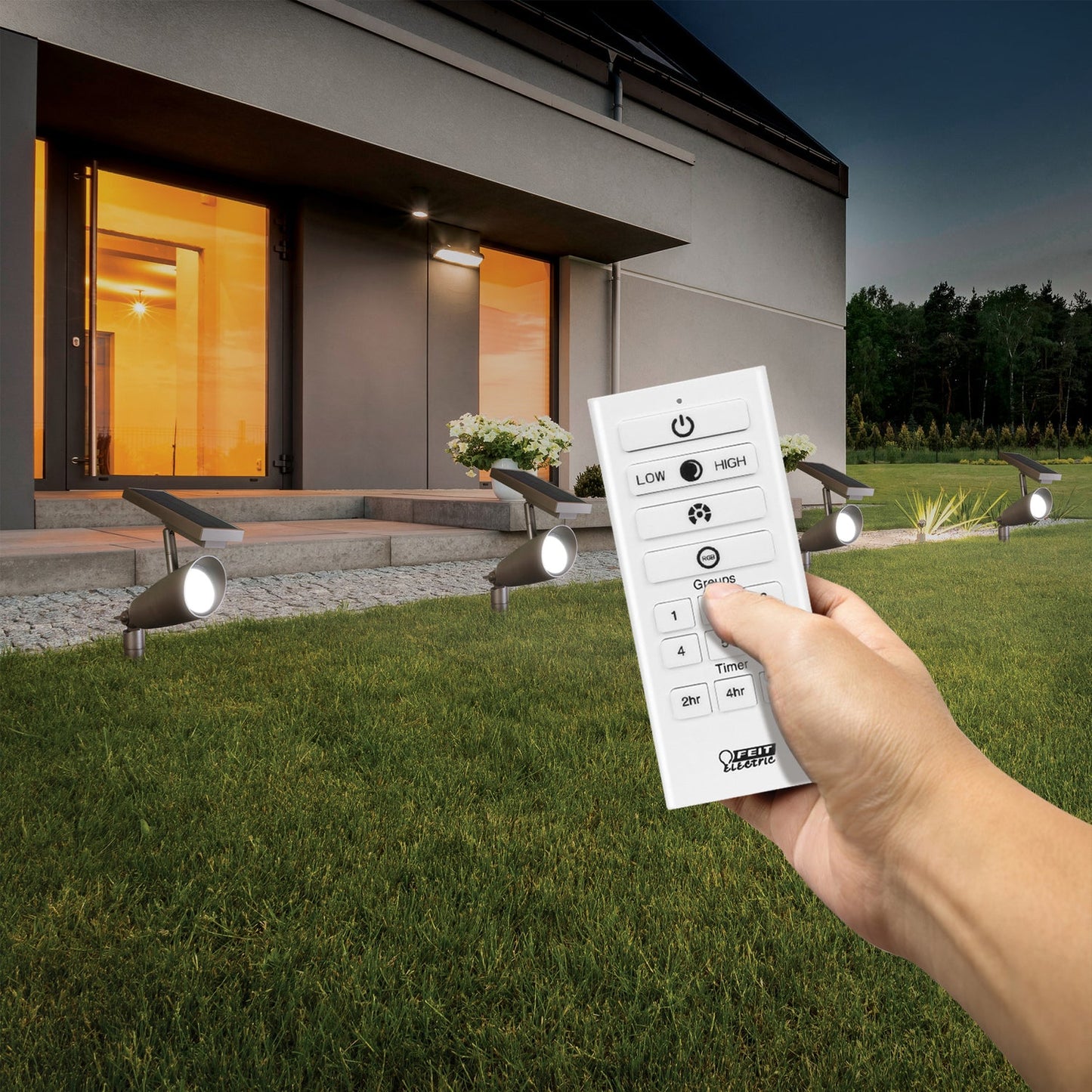 Feit Electric SPOTSYNC/SOL/BZ/2/RP 8 in. OneSync Landscape Bronze Solar Spotlight Starter Kit (2-Pack)