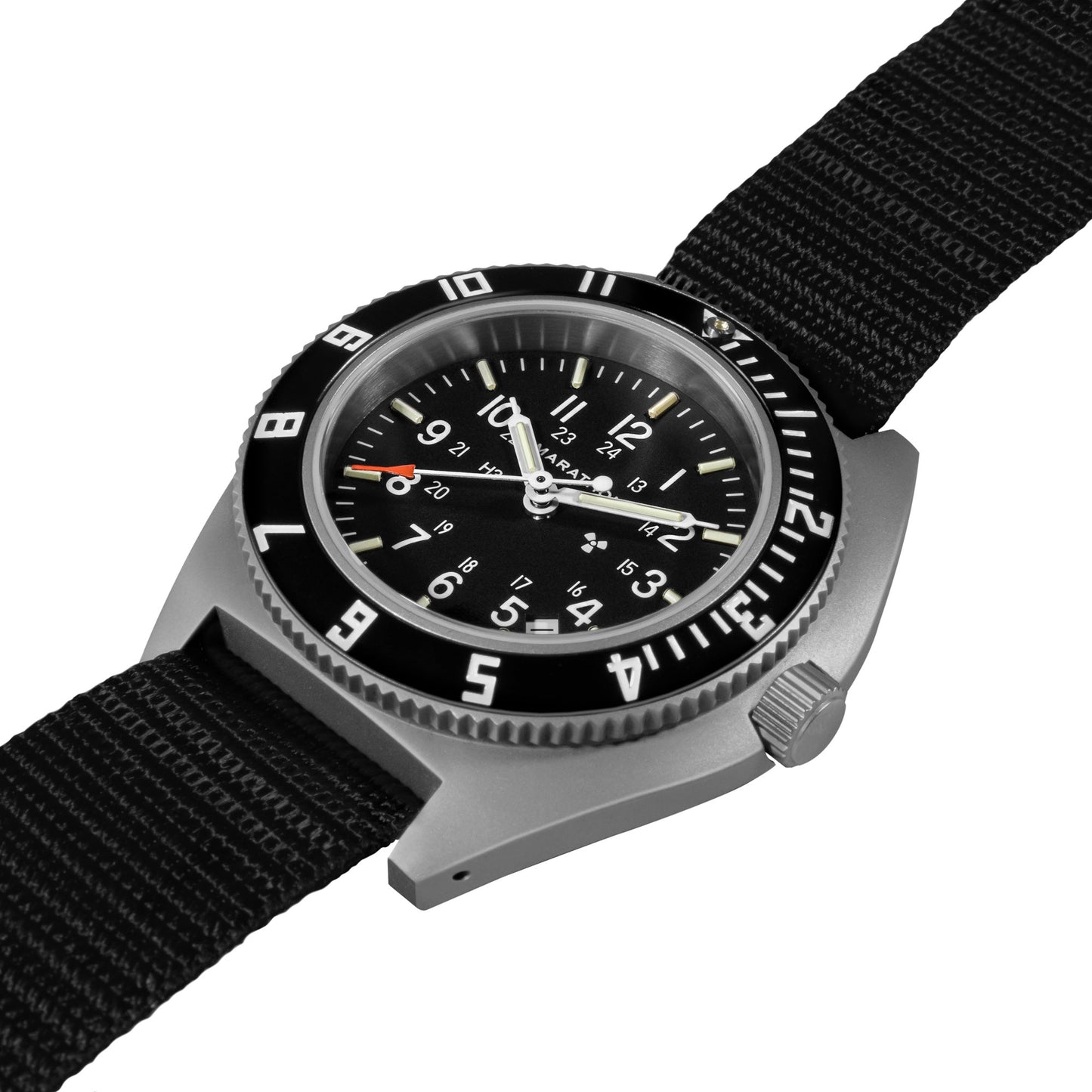 Marathon WW194013SS-0101 Stainless Steel Pilot's Navigator with Date - 41mm - with Black Ballistic Nylon Strap 10"