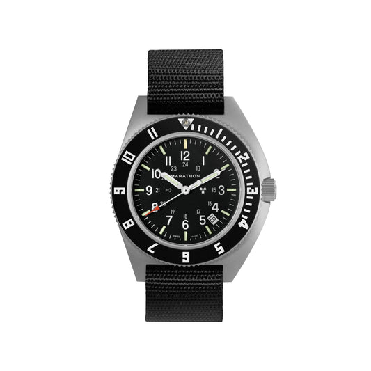 Marathon WW194013SS-0102 Stainless Steel Pilot's Navigator with Date - 41mm - with Black Ballistic Nylon Strap 12"
