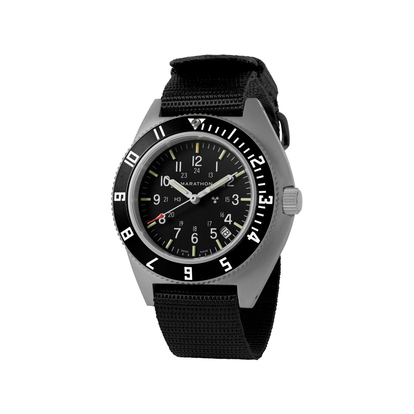 Marathon WW194013SS-0102 Stainless Steel Pilot's Navigator with Date - 41mm - with Black Ballistic Nylon Strap 12"