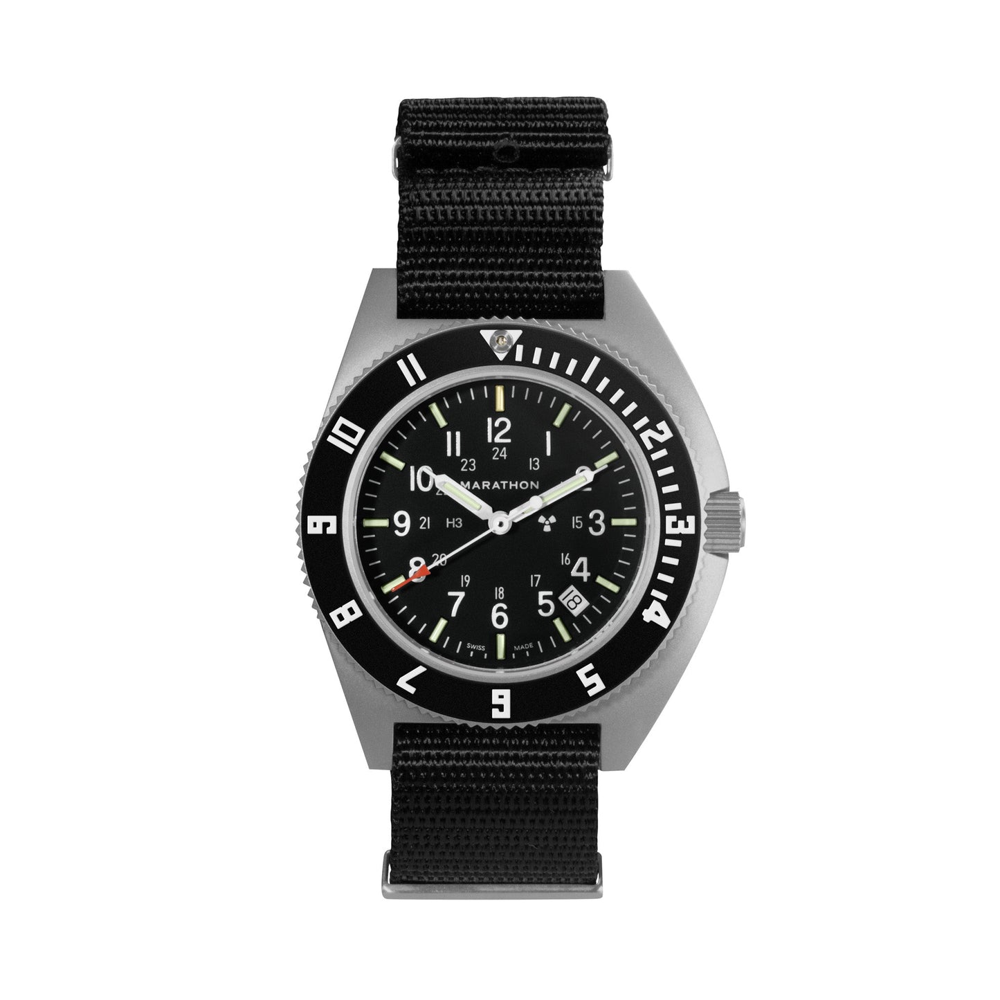 Marathon WW194013SS-0103 Stainless Steel Pilot's Navigator with Date - 41mm - US Gov with Black Defence Standard Nylon strap
