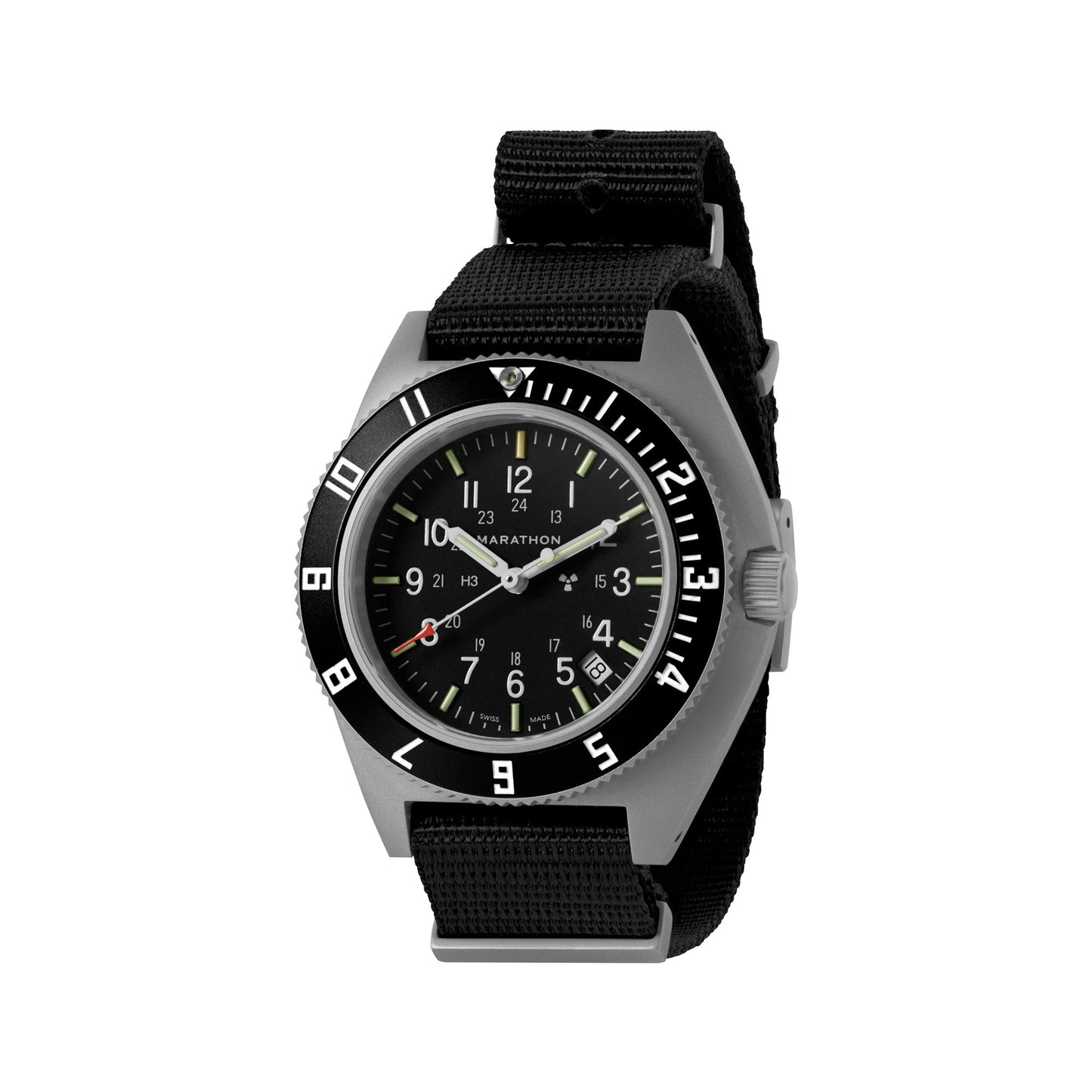Marathon WW194013SS-0103 Stainless Steel Pilot's Navigator with Date - 41mm - US Gov with Black Defence Standard Nylon strap