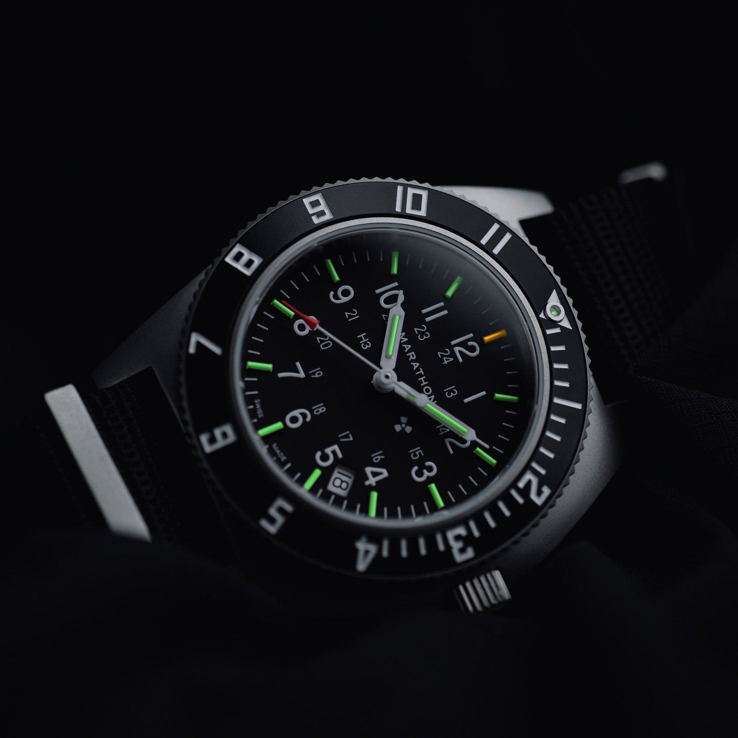 Marathon WW194013SS-0103 Stainless Steel Pilot's Navigator with Date - 41mm - US Gov with Black Defence Standard Nylon strap