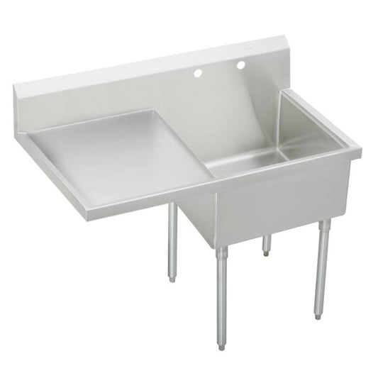 Elkay SS8124L2 Sturdibilt® Stainless Steel 49-1/2" x 27-1/2" x 14" Floor Mount Single Compartment Scullery Sink w/ Drainboard