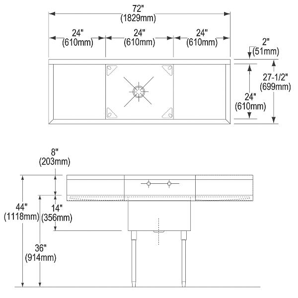 Elkay SS8124LR2 Sturdibilt® Stainless Steel 72" x 27-1/2" x 14" Floor Mount Single Compartment Scullery Sink with Drainboard