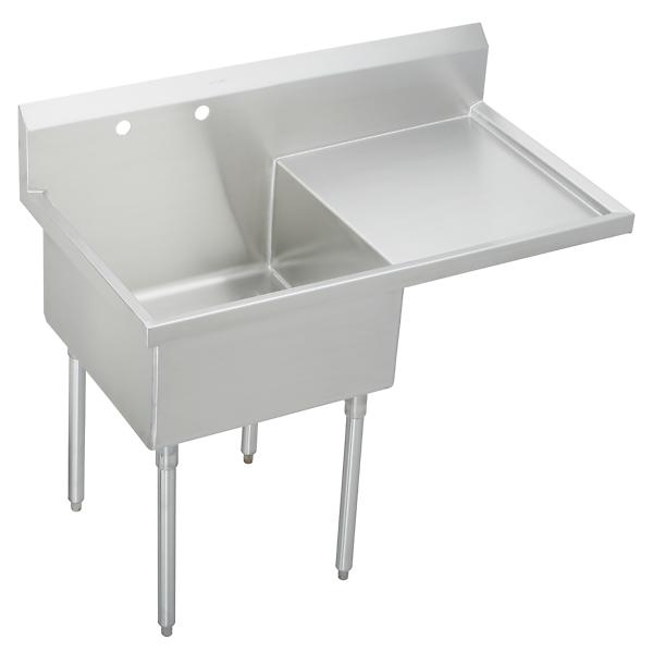 Elkay SS8124R2 Sturdibilt® Stainless Steel 49-1/2" x 27-1/2" x 14" Floor Mount Single Compartment Scullery Sink w/ Drainboard