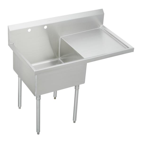 Elkay SS8130R2 Sturdibilt® Stainless Steel 55-1/2" x 27-1/2" x 14" Floor Mount Single Compartment Scullery Sink w/ Drainboard