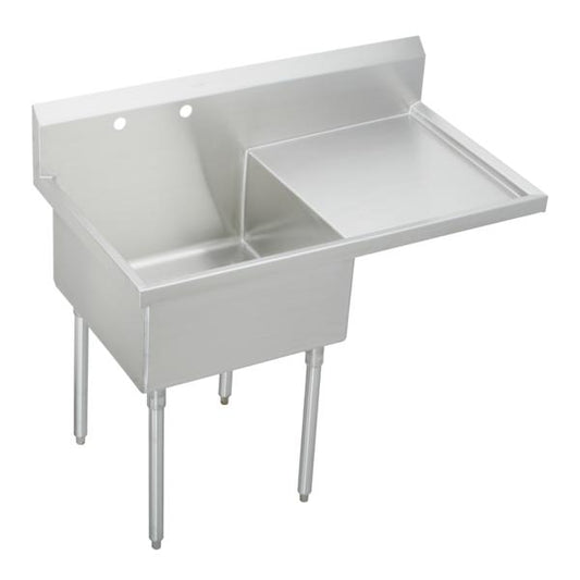 Elkay SS8130R2 Sturdibilt® Stainless Steel 55-1/2" x 27-1/2" x 14" Floor Mount Single Compartment Scullery Sink w/ Drainboard