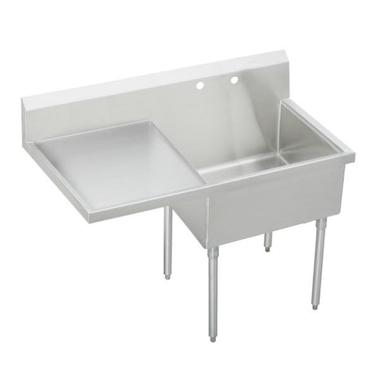 Elkay SS8136L2 Sturdibilt® Stainless Steel 61-1/2" x 27-1/2" x 14" Floor Mount Single Compartment Scullery Sink w/ Drainboard