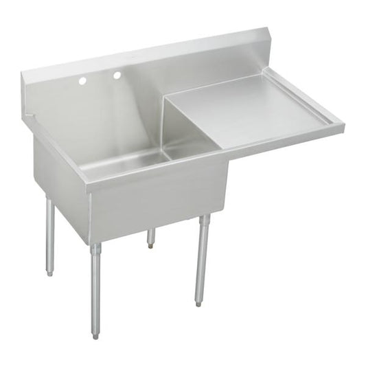 Elkay SS8136R2 Sturdibilt® Stainless Steel 61-1/2" x 27-1/2" x 14" Floor Mount Single Compartment Scullery Sink w/ Drainboard