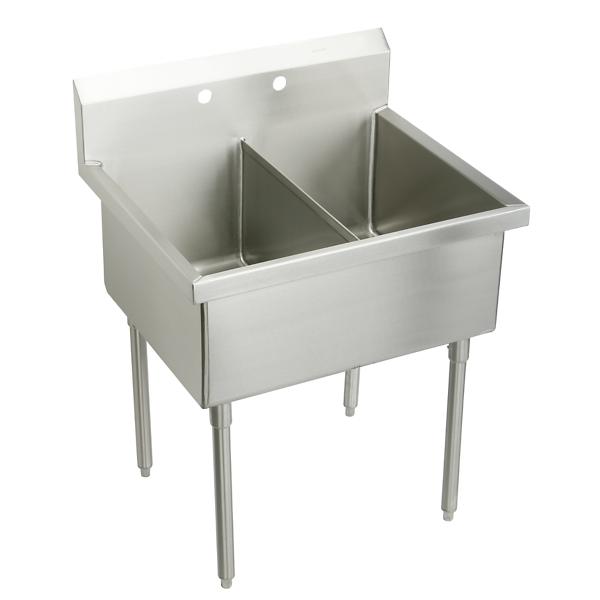 Elkay SS82302 Sturdibilt® Stainless Steel 33" x 27-1/2" x 14" Floor Mount Double Compartment Scullery Sink