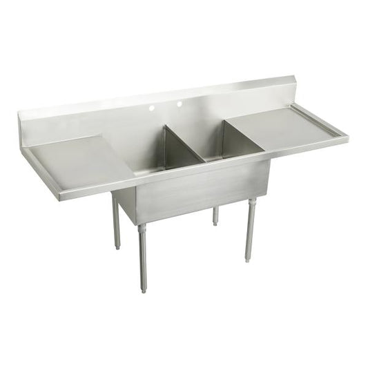 Elkay SS8236LR2 Sturdibilt® Stainless Steel 84" x 27-1/2" x 14" Floor Mount Double Compartment Scullery Sink with Drainboard