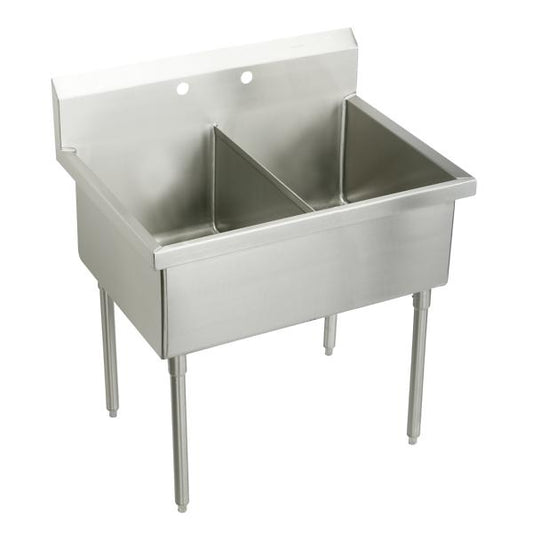 Elkay SS82422 Sturdibilt® Stainless Steel 45" x 27-1/2" x 14" Floor Mount Double Compartment Scullery Sink