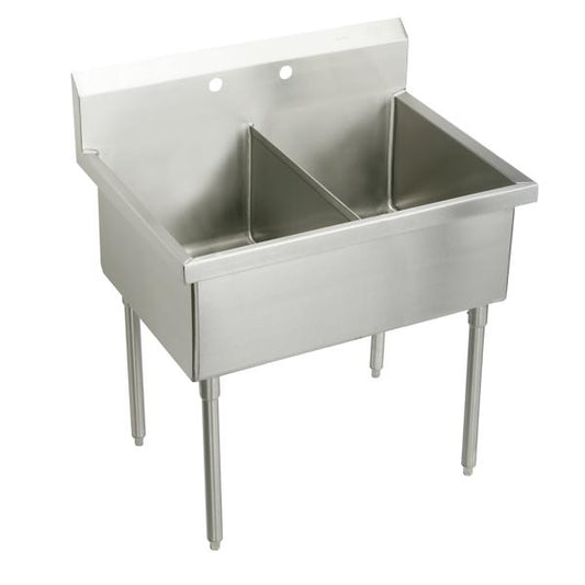 Elkay SS82482 Sturdibilt® Stainless Steel 51" x 27-1/2" x 14" Floor Mount Double Compartment Scullery Sink