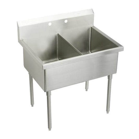 Elkay SS82542 Sturdibilt® Stainless Steel 57" x 27-1/2" x 14" Floor Mount Double Compartment Scullery Sink