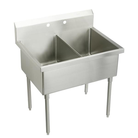 Elkay SS82602 Sturdibilt® Stainless Steel 63" x 27-1/2" x 14" Floor Mount Double Compartment Scullery Sink