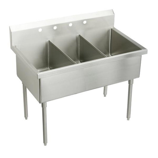 Elkay SS83724 Sturdibilt® Stainless Steel 75" x 27-1/2" x 14" Floor Mount Triple Compartment Scullery Sink