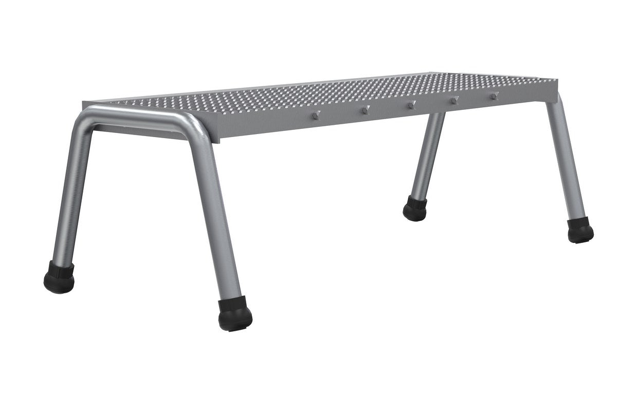 Vestil SSA-1W Aluminum Step Stand, 1 Step, Wide, Welded, 1 Steps, 10.4375 Overall Height, Aluminum, Silver