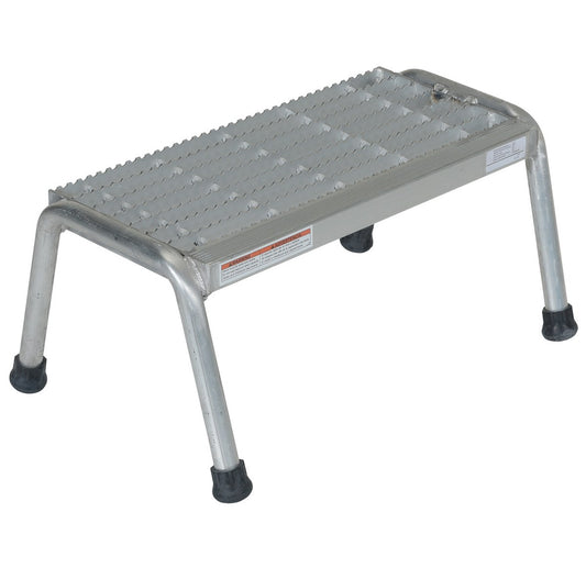 Vestil SSA-1 Aluminum Step Stand, 1 Step, Welded, 1 Steps, 10.4375 Overall Height, Aluminum, Silver