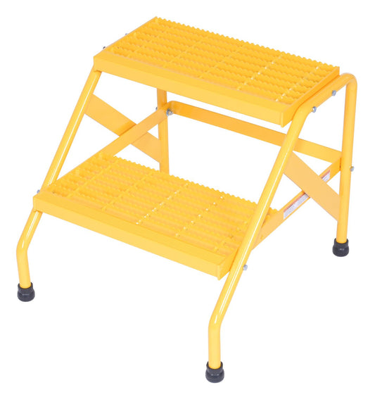 Vestil SSA-2-KD-Y Aluminum Step Stand, 2 Step, Knock-Down, 2 Steps, 20 Overall Height, Aluminum, Yellow
