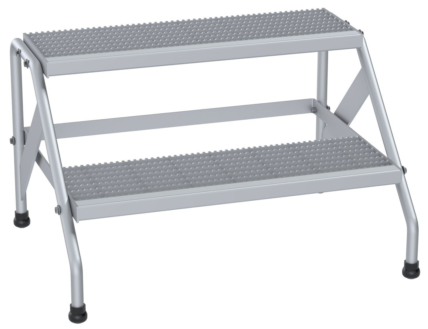 Vestil SSA-2W-KD Aluminum Wide, 2 Step Stand, Knock Down, 2 Steps, 20 Overall Height, Aluminum, Silver