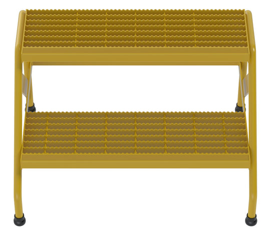 Vestil SSA-2W-Y Alum Step Stand, 2 Step, Wide, Welded, 2 Steps, 20 Overall Height, Aluminum, Yellow