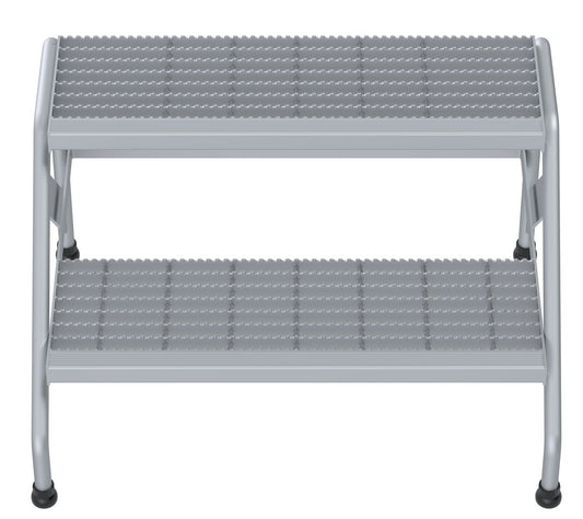 Vestil SSA-2W Aluminum Step Stand, 2 Step, Welded, 2 Steps, 20 Overall Height, Aluminum, Silver