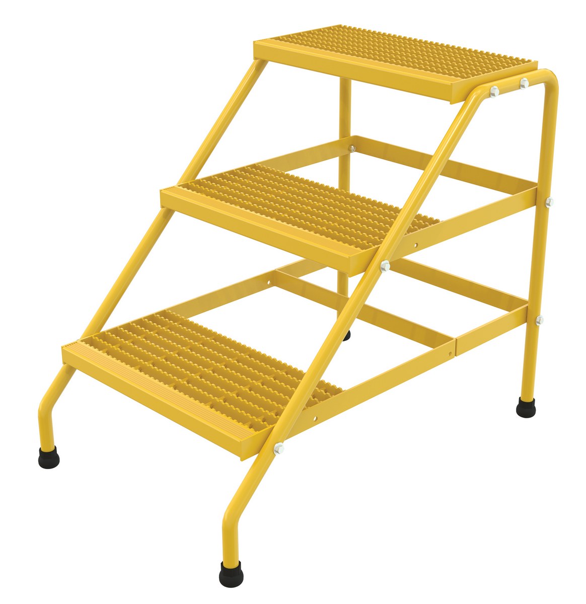 Vestil SSA-3-KD-Y Aluminum Step Stand, 3 Step, Knock Down, 3 Steps, 30 Overall Height, Aluminum, Yellow