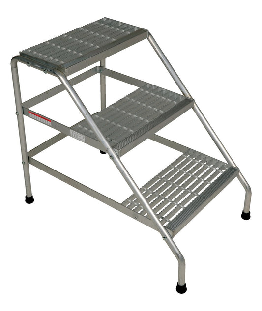 Vestil SSA-3-KD Step Stand, 3 Steps, 30 Overall Height, Aluminum, Silver