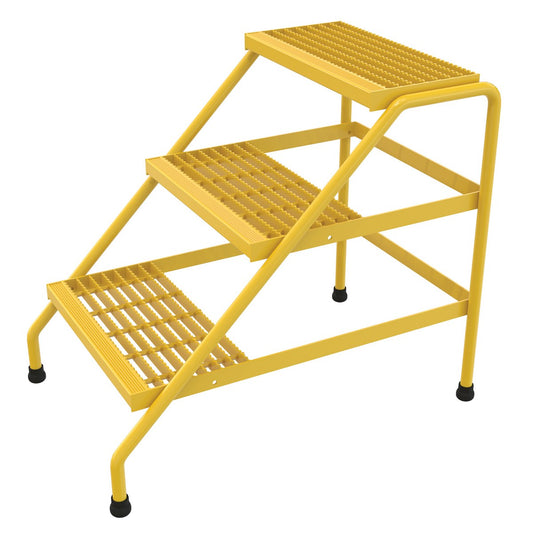 Vestil SSA-3-Y Aluminum Step Stand, 3 Step, Welded, 3 Steps, 30 Overall Height, Aluminum, Yellow