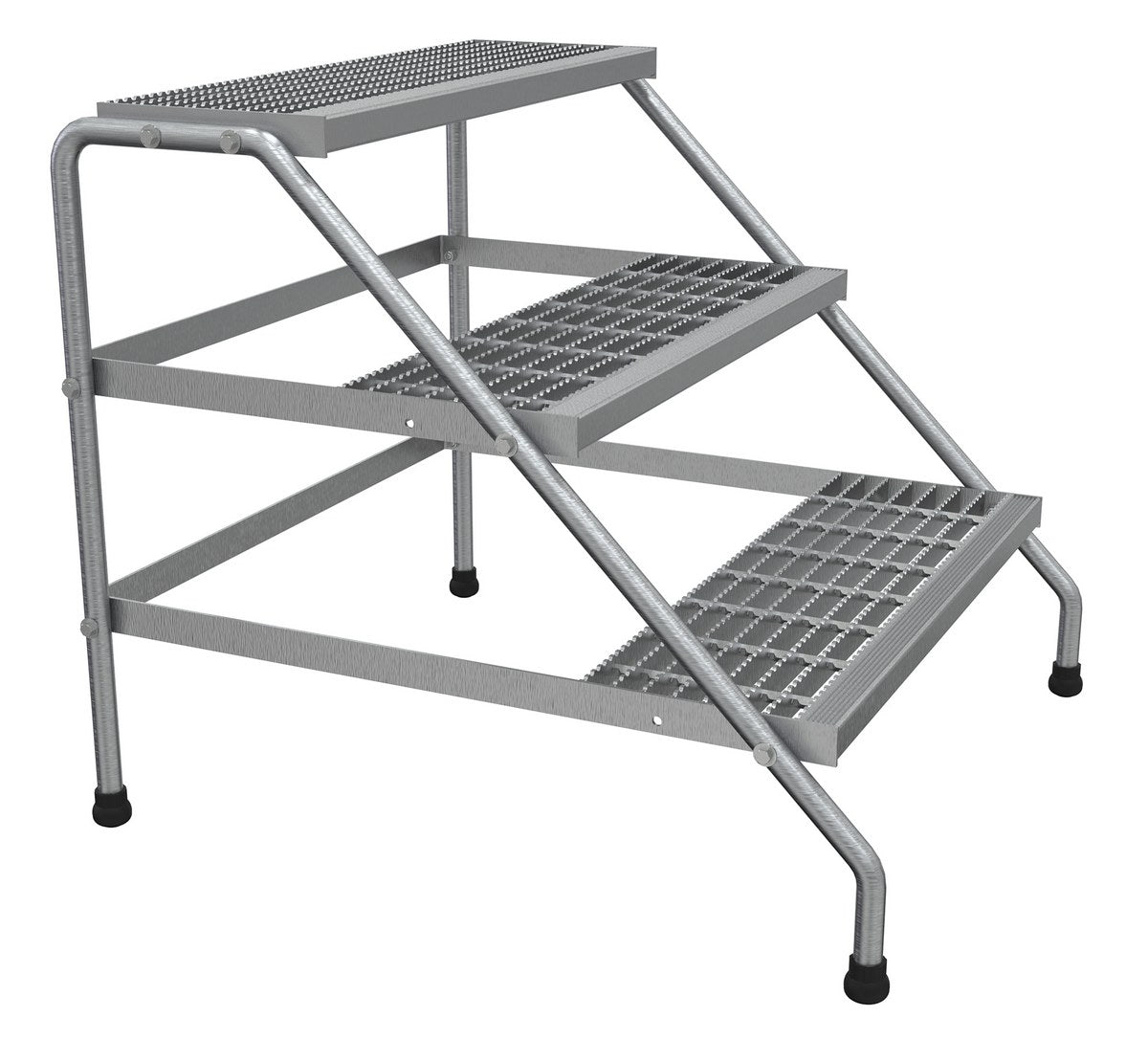 Vestil SSA-3W-KD Aluminum Wide 3, Step Stand, Knock Down, 3 Steps, 30 Overall Height, Aluminum, Silver